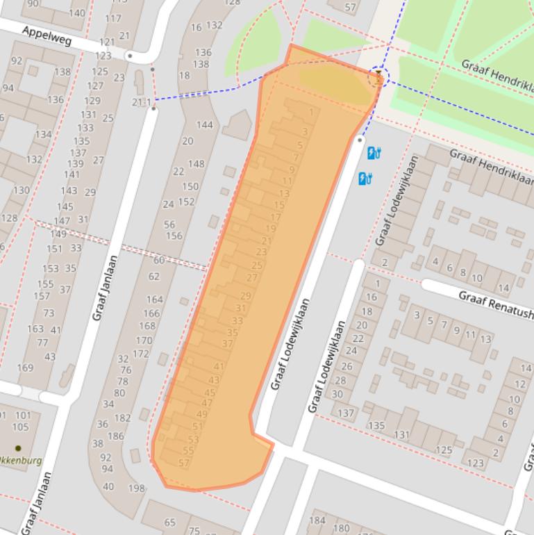 Kaart van postcodegebied 3818DP.