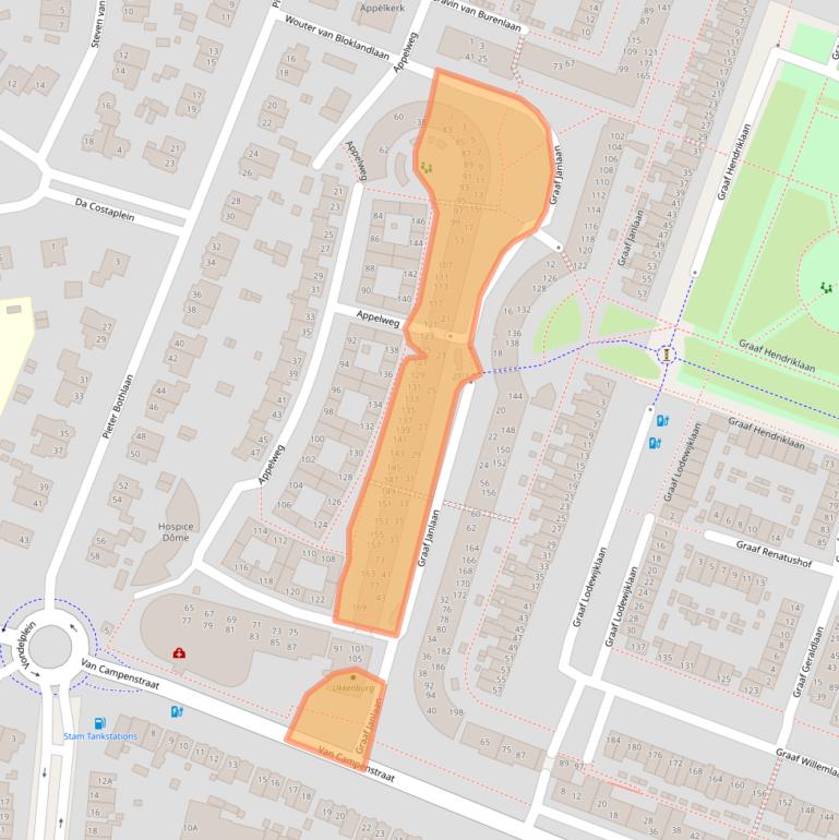 Kaart van postcodegebied 3818DX.