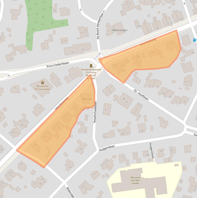 Kaart van postcodegebied 3818EP.