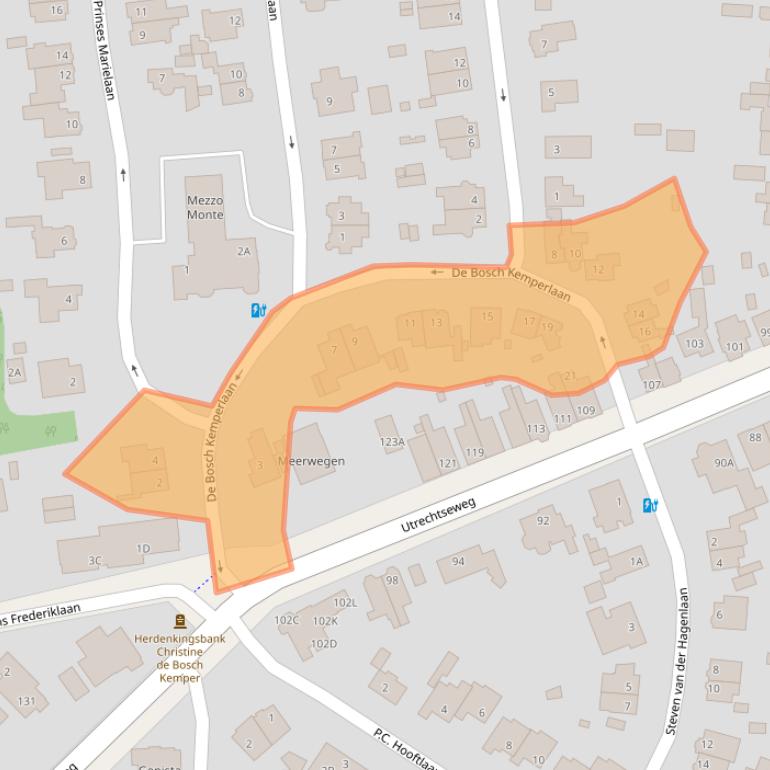 Kaart van postcodegebied 3818HC.