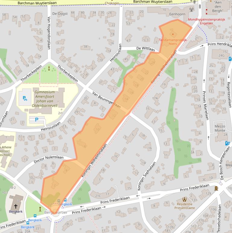 Kaart van postcodegebied 3818HP.