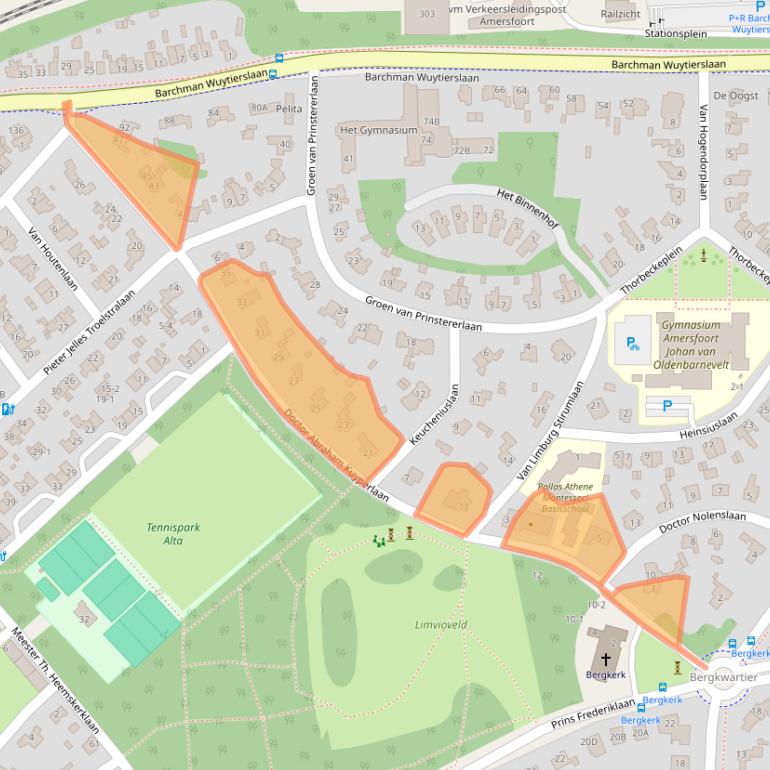 Kaart van postcodegebied 3818JB.