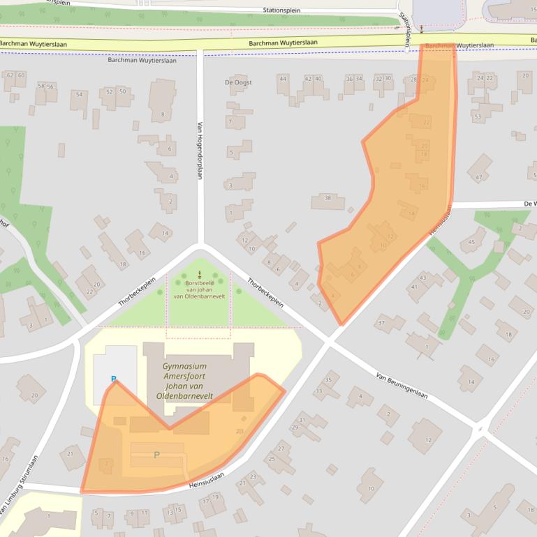 Kaart van postcodegebied 3818JH.