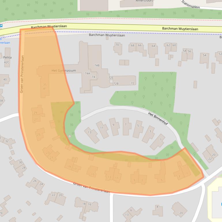 Kaart van postcodegebied 3818JN.