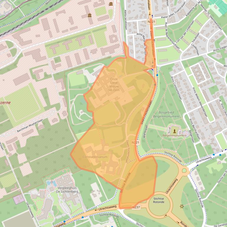 Kaart van postcodegebied 3818KG.