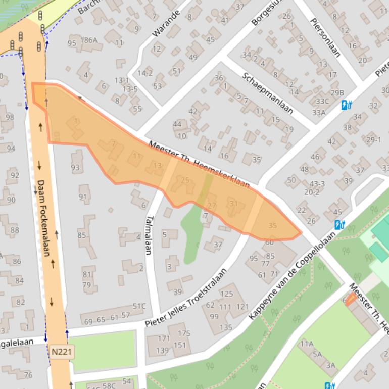 Kaart van postcodegebied 3818KJ.