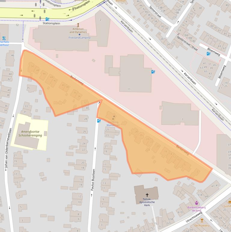 Kaart van postcodegebied 3818LB.