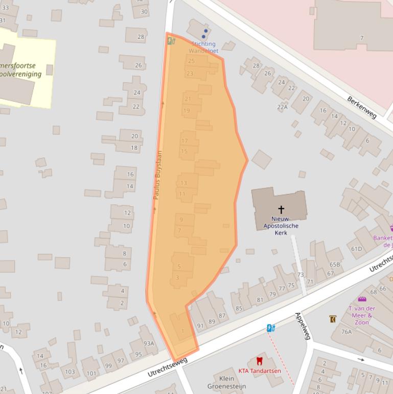 Kaart van postcodegebied 3818LC.