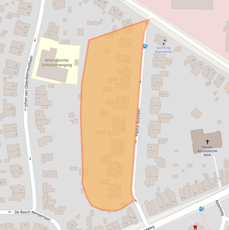 Kaart van postcodegebied 3818LD.