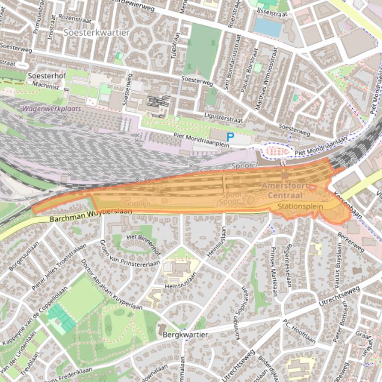 Kaart van postcodegebied 3818LE.