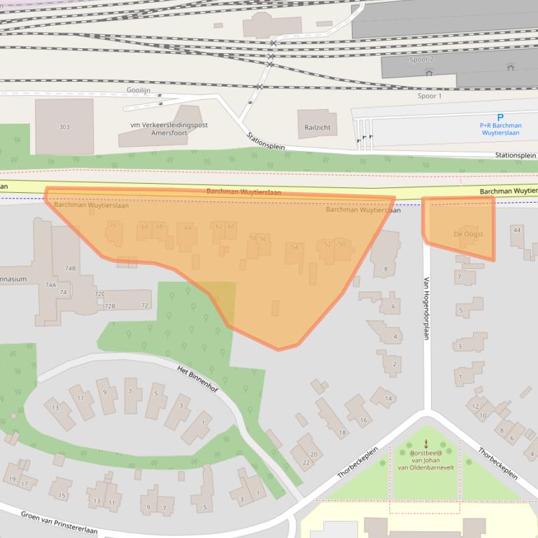 Kaart van postcodegebied 3818LJ.