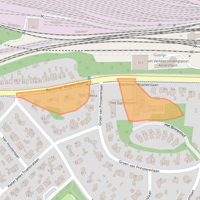 Kaart van postcodegebied 3818LK.