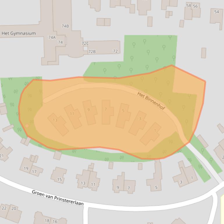 Kaart van postcodegebied 3818LW.