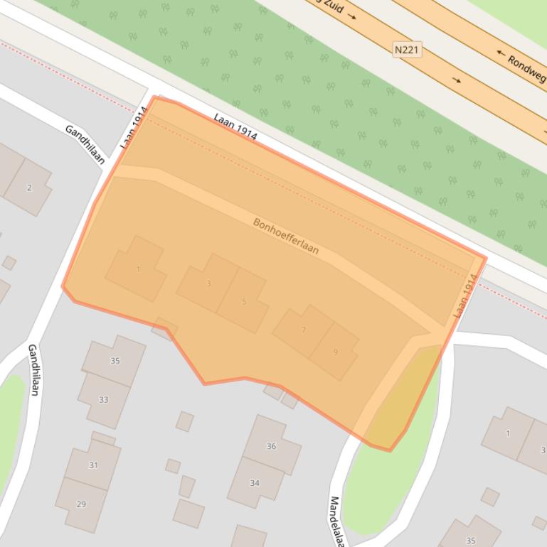 Kaart van postcodegebied 3818MB.