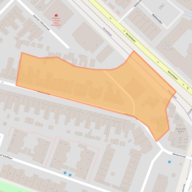 Kaart van postcodegebied 3818NM.