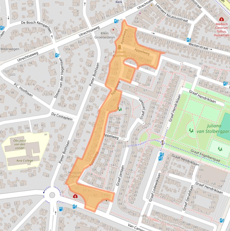 Kaart van postcodegebied 3818NN.