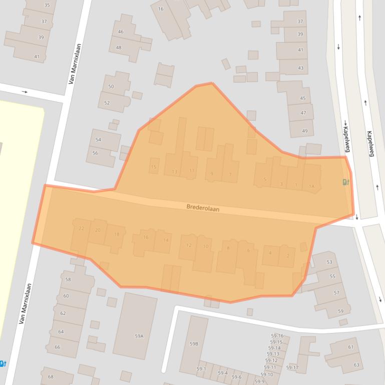 Kaart van postcodegebied 3818PJ.