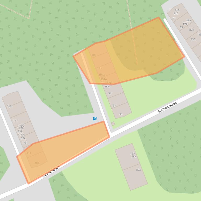 Kaart van postcodegebied 3818TJ.