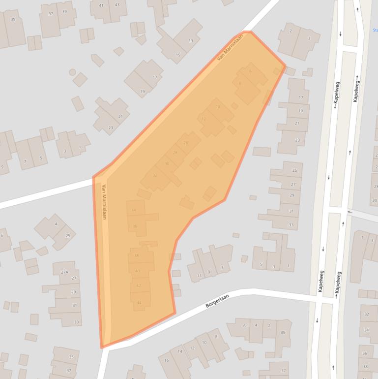 Kaart van postcodegebied 3818VC.