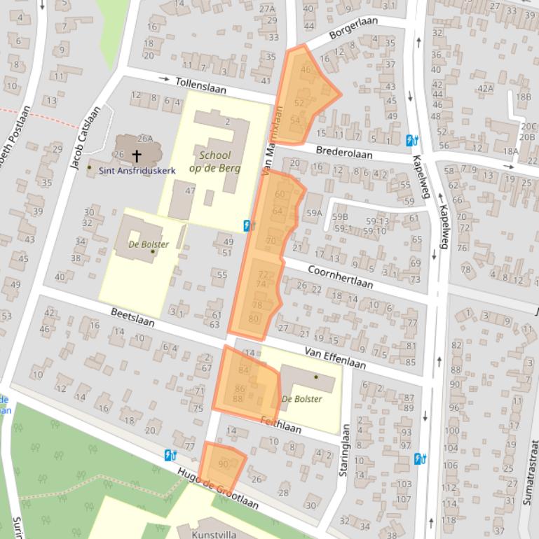 Kaart van postcodegebied 3818VD.