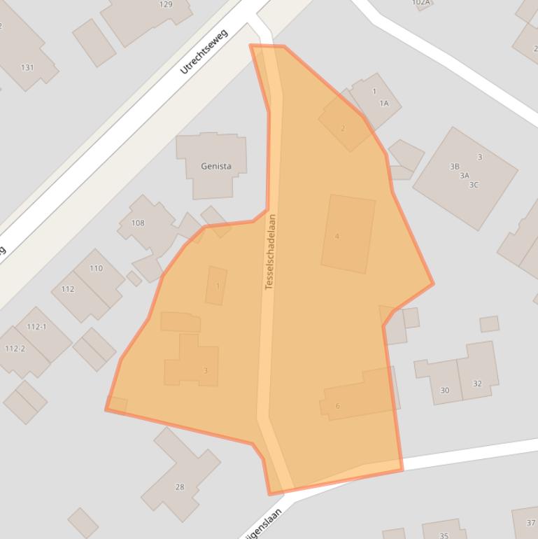 Kaart van postcodegebied 3818WD.