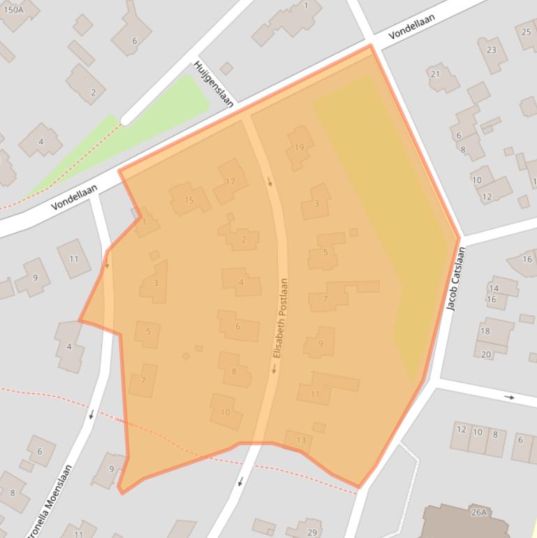 Kaart van postcodegebied 3818WH.