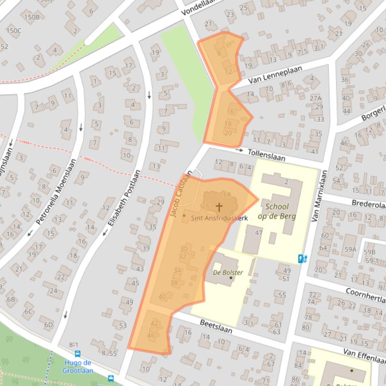 Kaart van postcodegebied 3818WK.