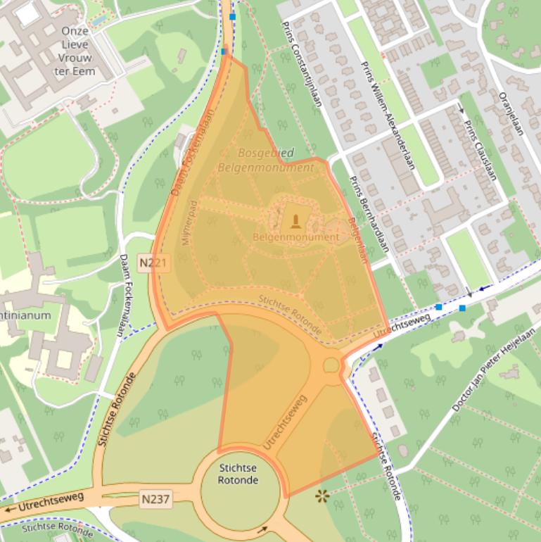 Kaart van postcodegebied 3818ZJ.