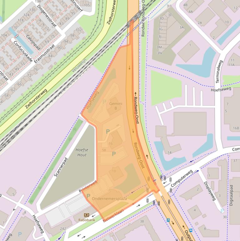 Kaart van postcodegebied 3821AD.