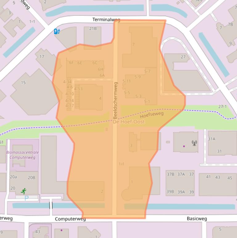 Kaart van postcodegebied 3821AH.