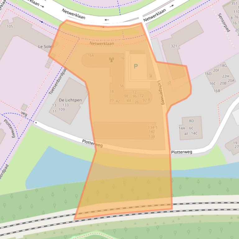 Kaart van postcodegebied 3821BA.