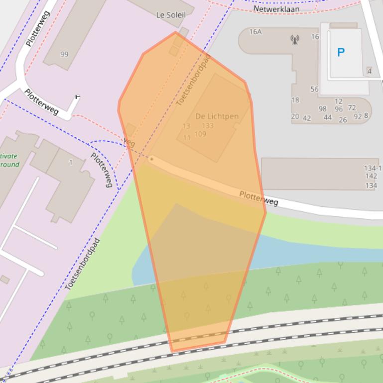 Kaart van postcodegebied 3821BC.