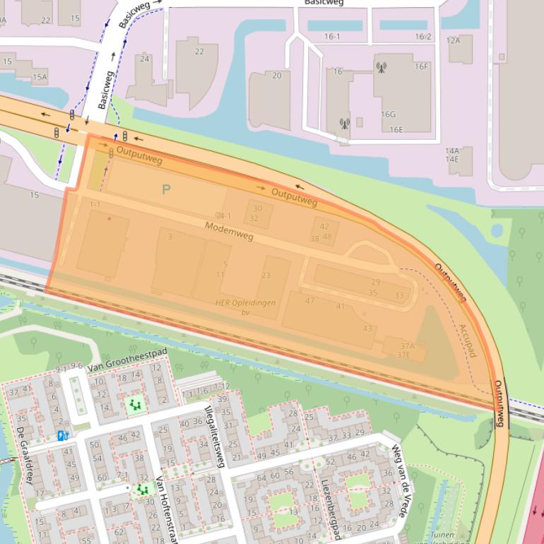 Kaart van postcodegebied 3821BS.