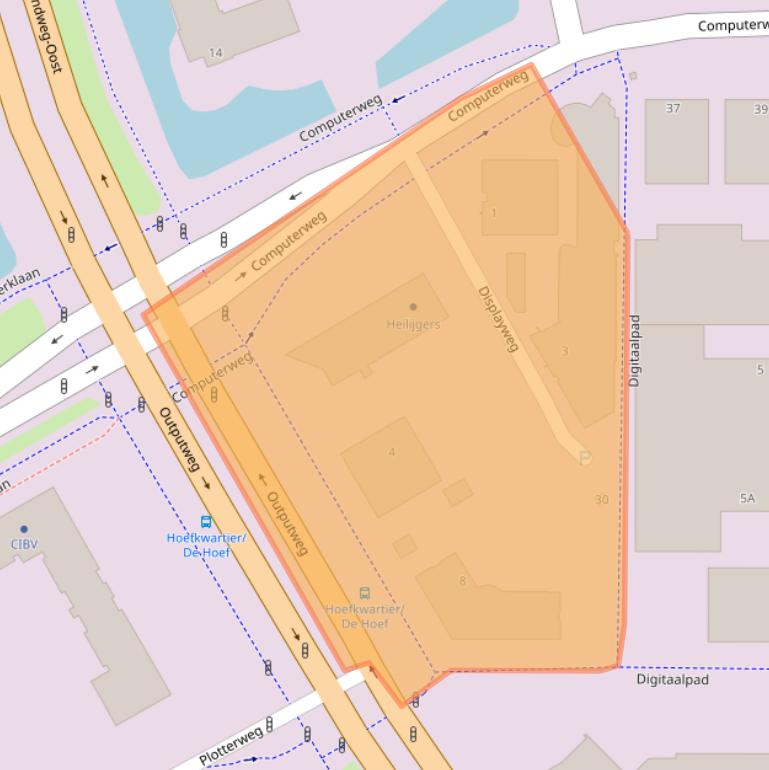 Kaart van postcodegebied 3821BT.