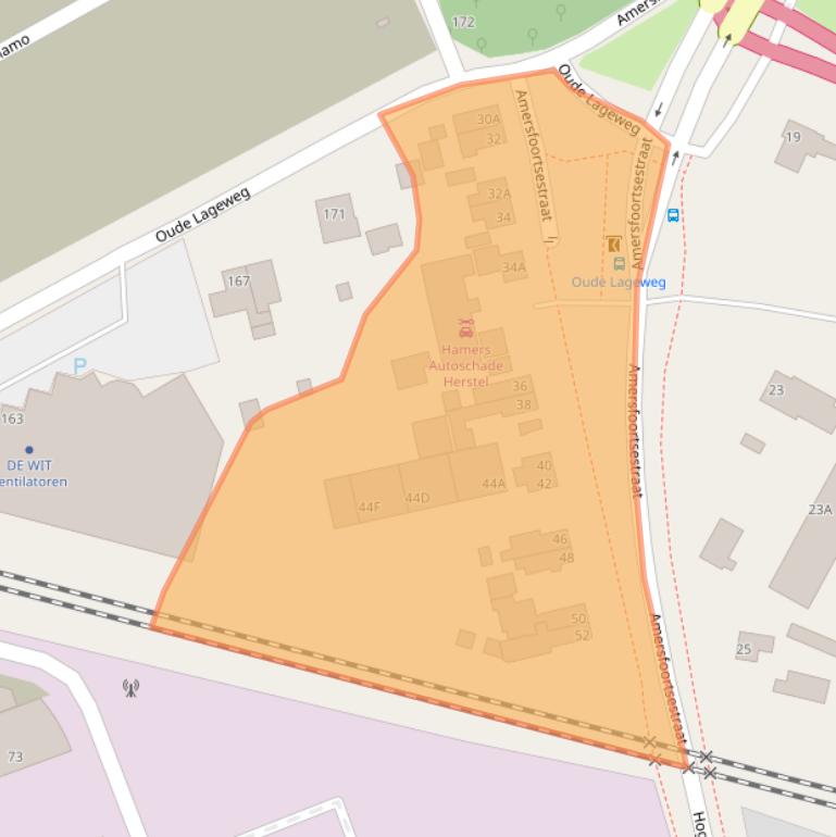 Kaart van postcodegebied 3821CC.