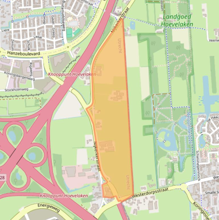 Kaart van postcodegebied 3821CE.