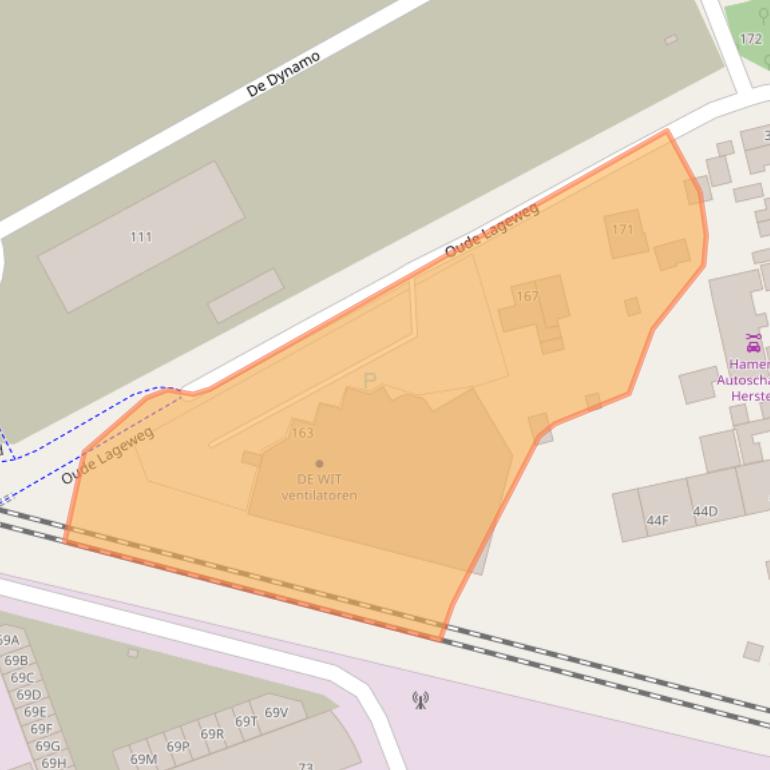 Kaart van postcodegebied 3821CG.