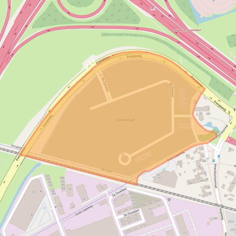 Kaart van postcodegebied 3821CJ.