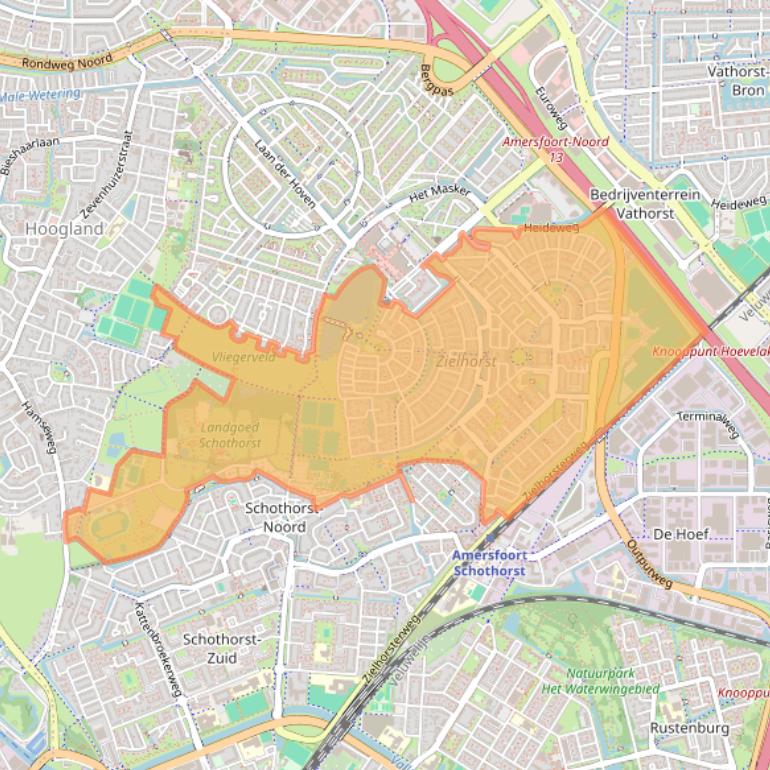 Kaart van postcodegebied 3822.