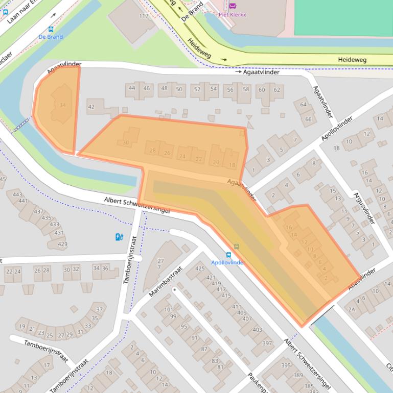 Kaart van postcodegebied 3822AX.