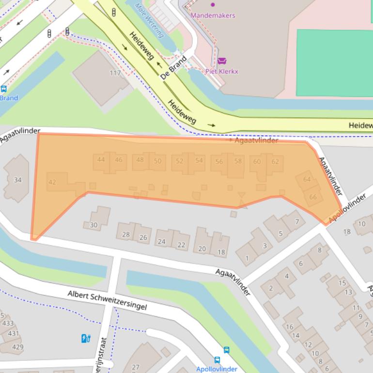 Kaart van postcodegebied 3822AZ.