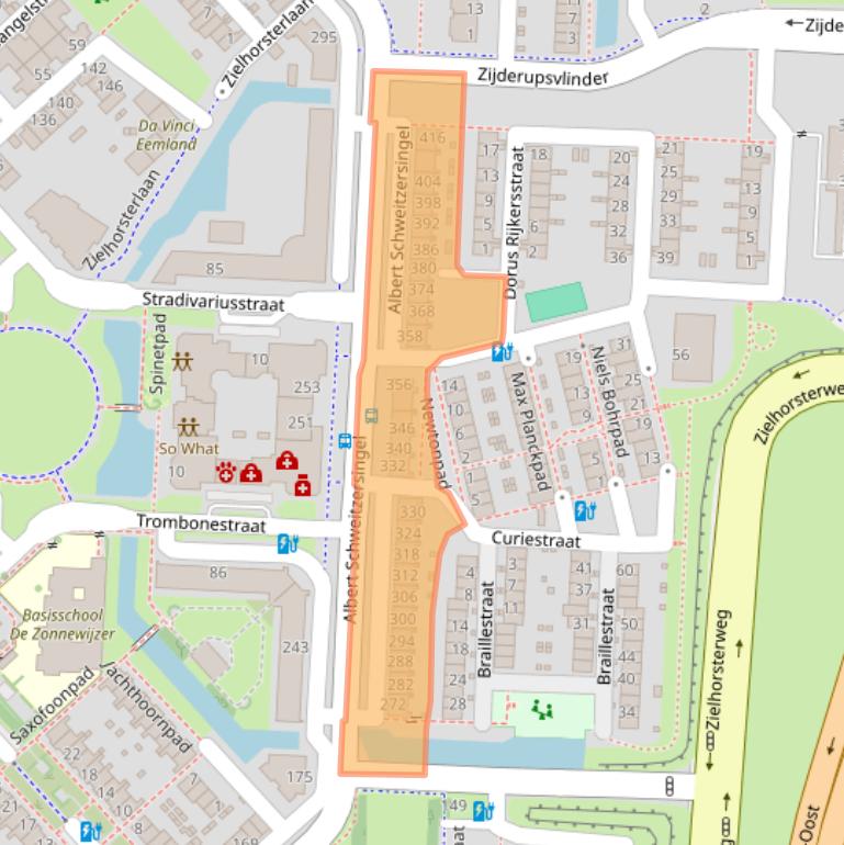 Kaart van postcodegebied 3822BZ.