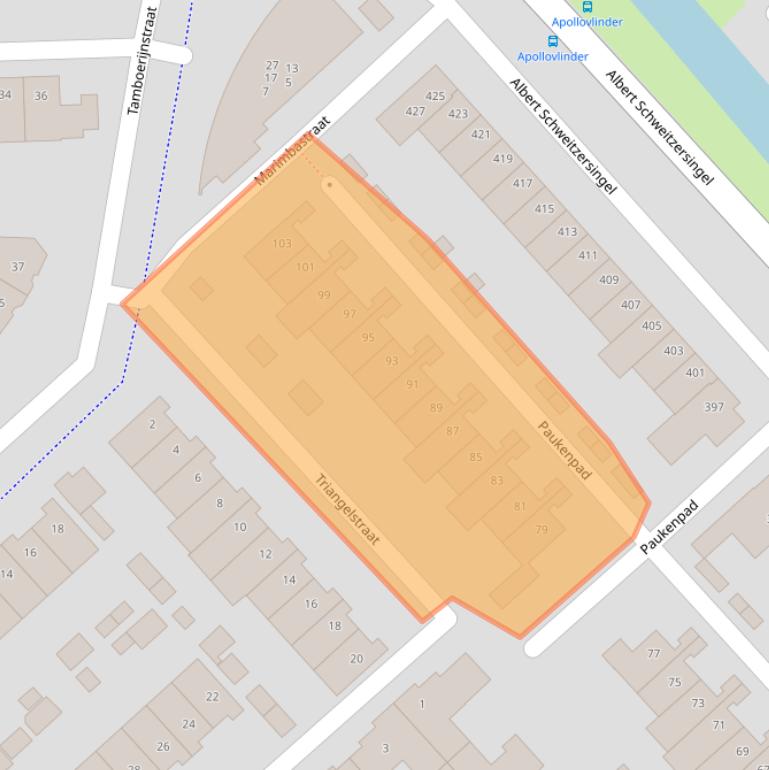 Kaart van postcodegebied 3822DC.