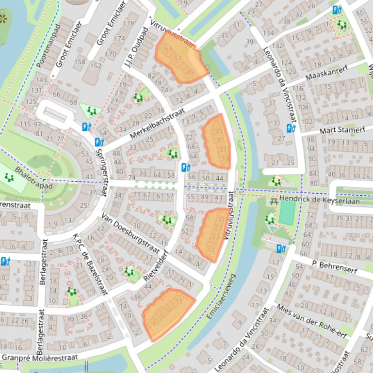 Kaart van postcodegebied 3822EM.