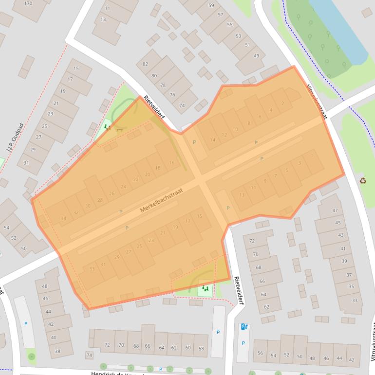 Kaart van postcodegebied 3822EP.