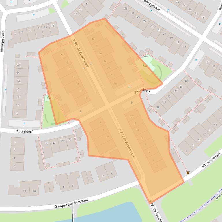 Kaart van postcodegebied 3822ES.