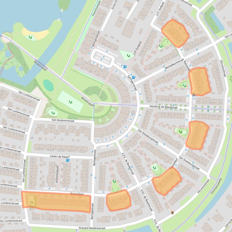 Kaart van postcodegebied 3822ET.