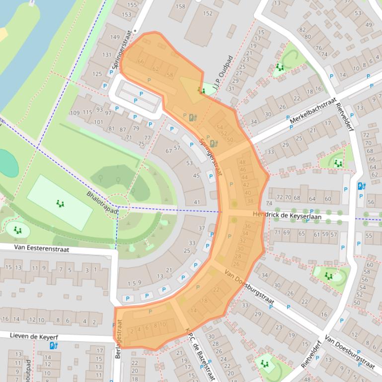 Kaart van postcodegebied 3822TC.