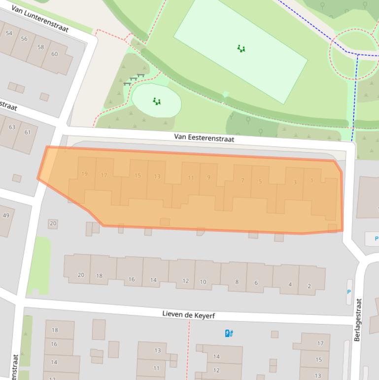 Kaart van postcodegebied 3822TD.