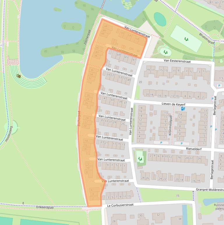 Kaart van postcodegebied 3822TK.